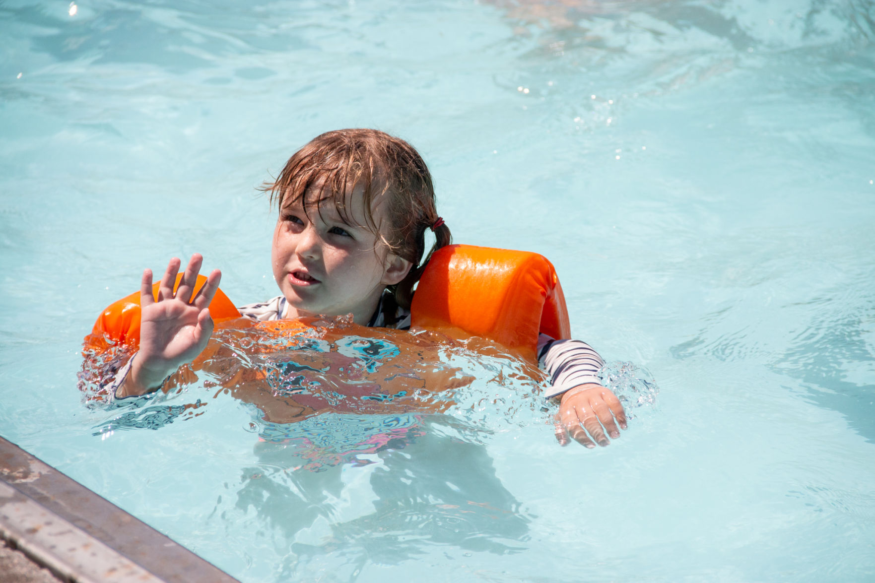 First day of swimming at Harmon Pool